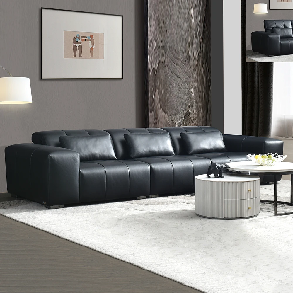 

Роскошный современный 3-местный диван из натуральной яловой кожи, диван для офиса, гостиной, набор диванов для продажи