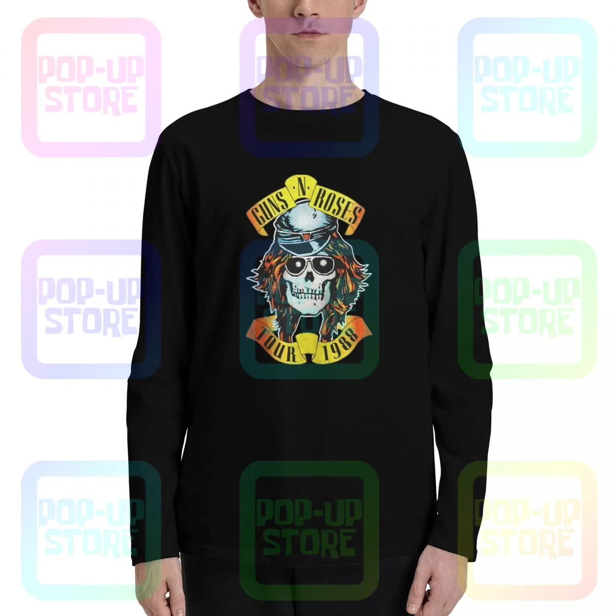 Guns N Roses Appetite Tour 1988 Long Sleeve T-Shirts T-shirt Tee New Daily Hip Hop Comfortable