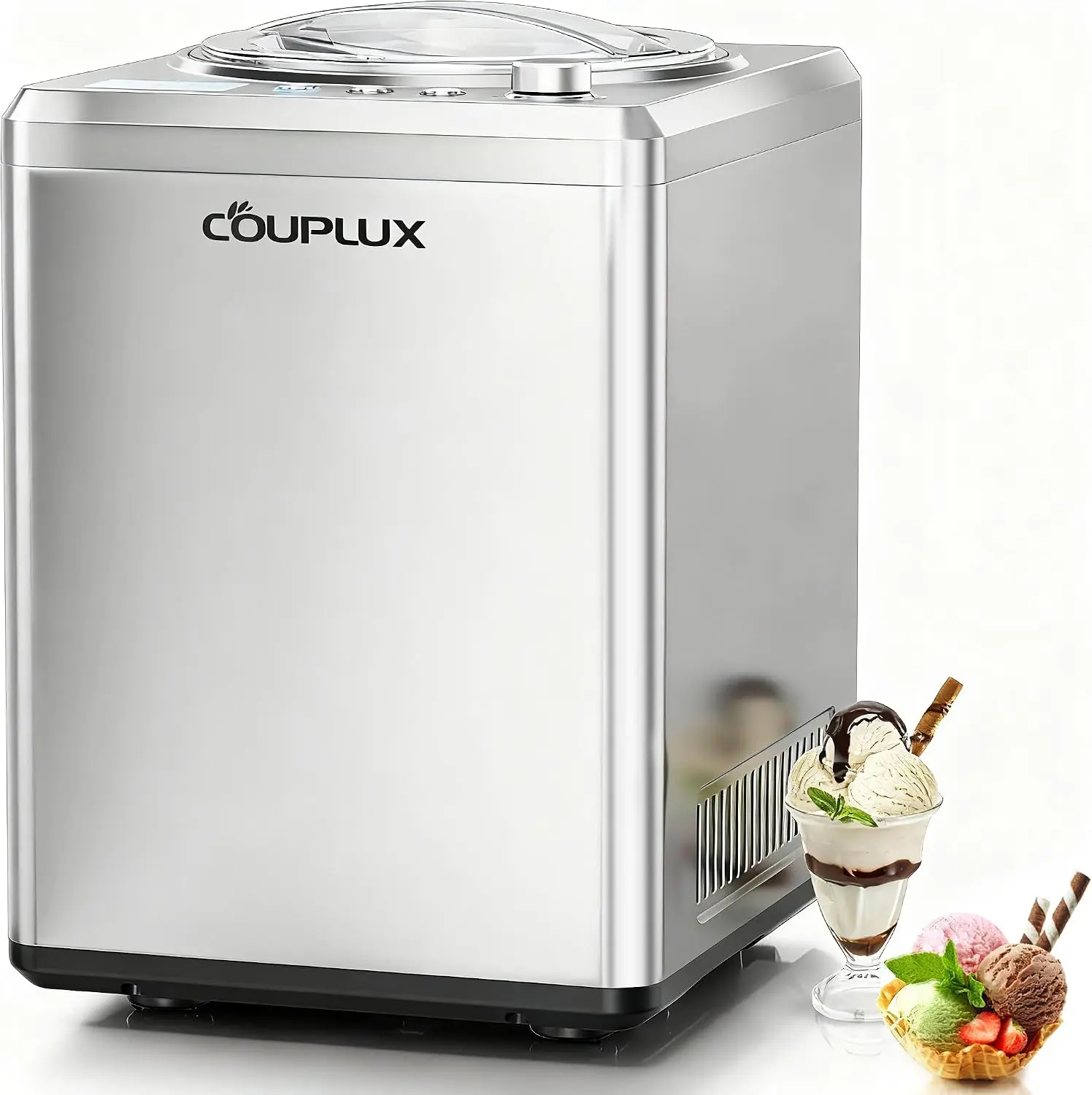 Largest 2.64Qt Ice Cream Maker Upgrade Fastest 250W Compressor No Pre Freezing Automatic Machine Easy Operate Clean Recipes Incl
