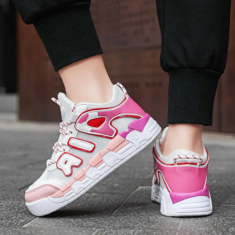 Brand 26~37 Children White Running Sneakers Boys Girls Basketball Boots Casual Toddler Teens Basket Shoes Kids Sports Breathable