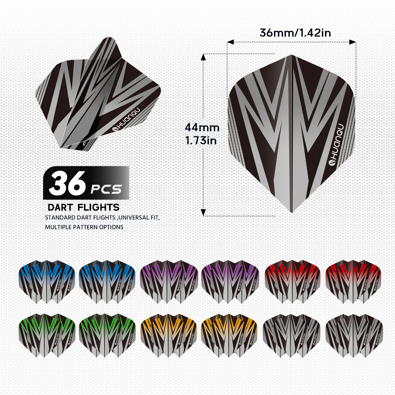 Huanqu 72-Piece Dart Accessory Set, 36 2Ba Universal Threaded Dart Shafts + 36 Standard Dart Wings, with Anti-Loosening Rubber Rings, Durable Replacement Accessories, Suitable for Soft Tip Darts and Hard Tip Darts, for Home Entertainment, Bar Gatherings, Club Training, Indoor Competitive Games, Suitable for Both Beginners and Professional Players, Birthday Gifts, Father's Day, Christmas Gifts