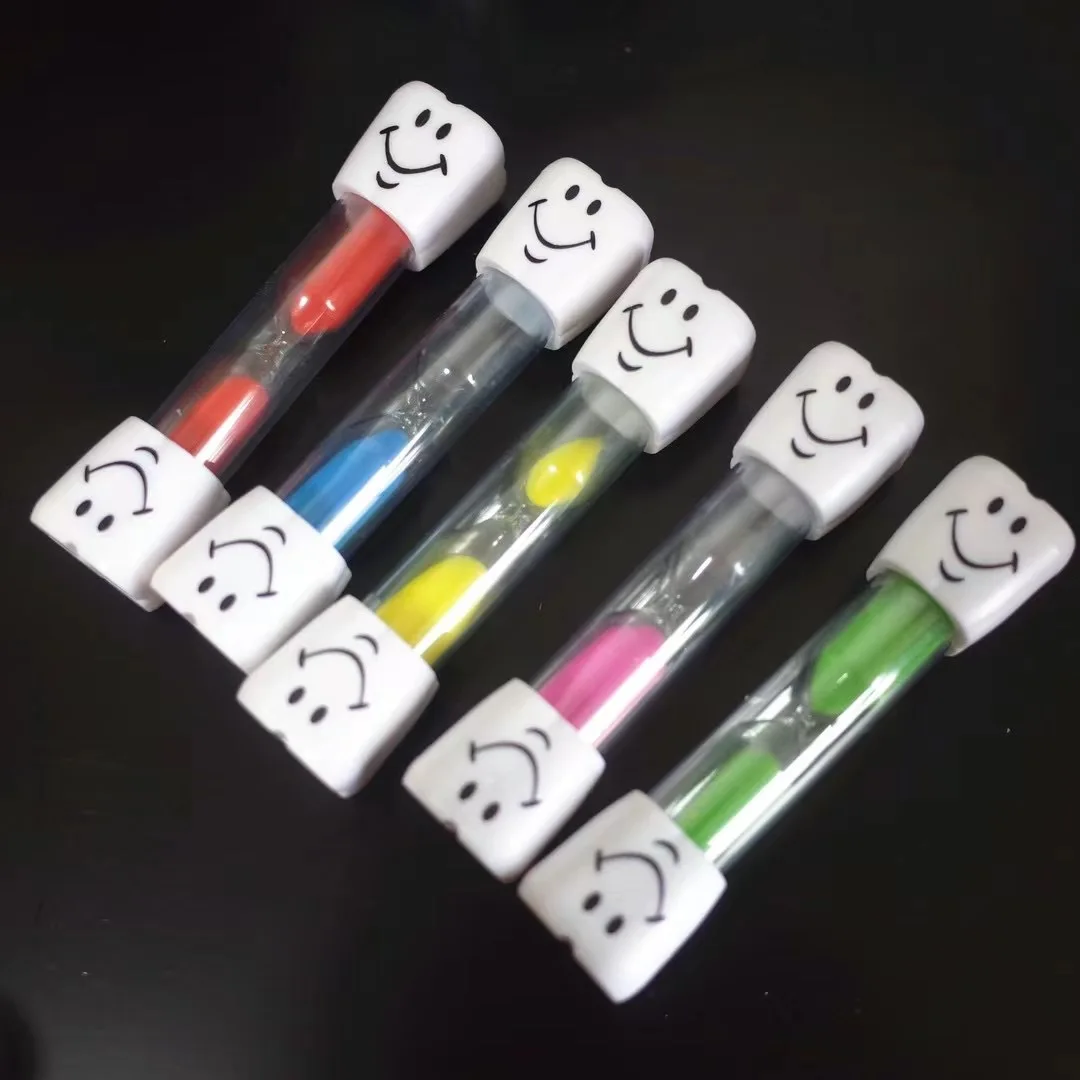 Creative Kids 3-Minute Toothbrush Timer Hourglass with Cartoon Smiling Face Anti-Fall Educational Fun Plastic Student Gift
