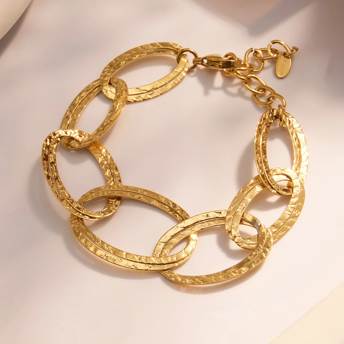 Nivora Minimalism Stainless Steel Hollow Oval Chain Bracelets For Women Charm Metal Texture Wrist Bangle Beach Holiday Jewelry
