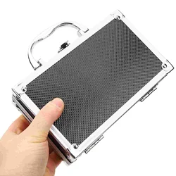 Caja de aluminio con cerradura de 7 pulgadas, maletín de Metal con espuma ondulada, Estuche de transporte de aluminio duro, estuche de herramientas portátil Universal para hombre, equipaje para ordenador portátil