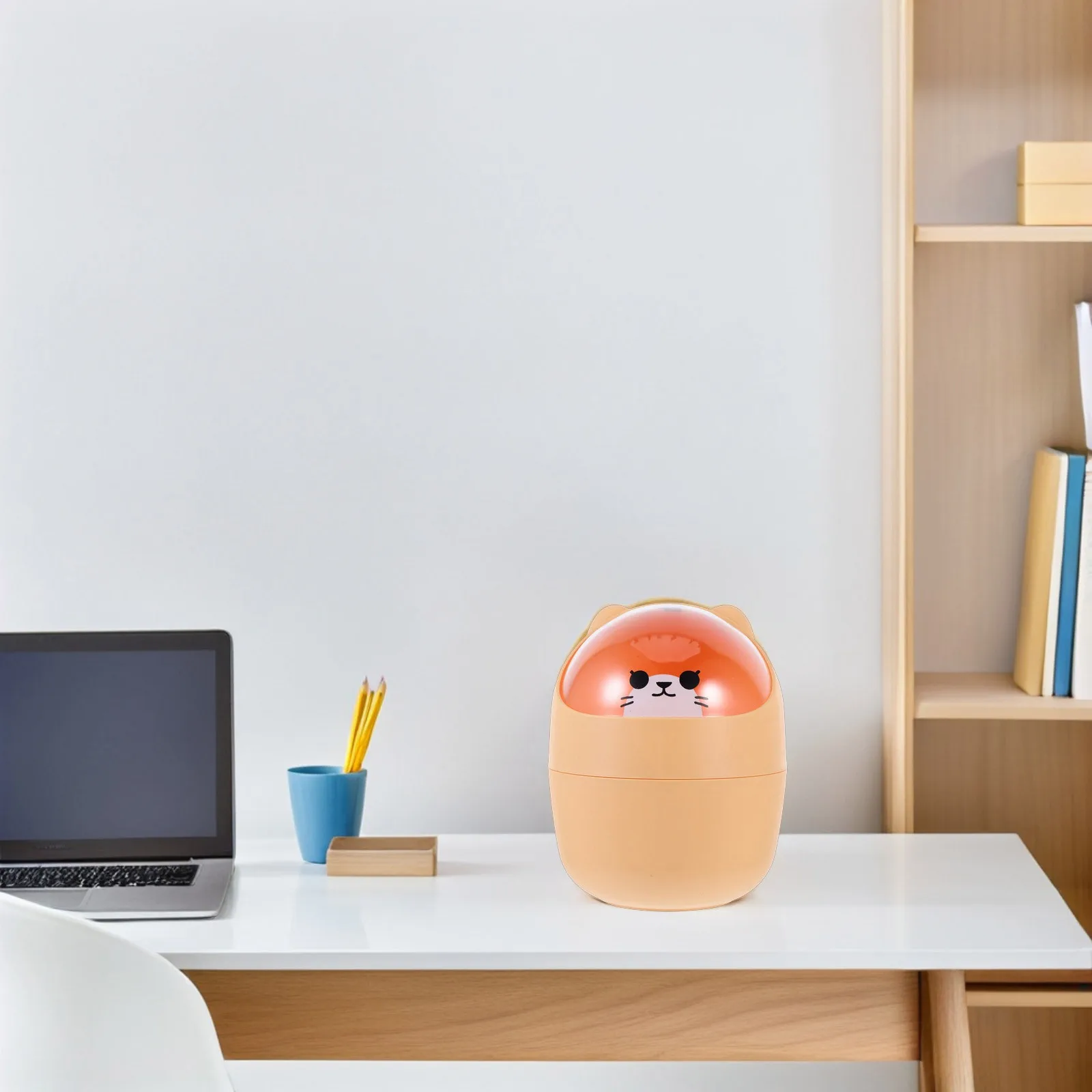 

1Pcs Plastic Desktop Garbage Bin Mini Waste Bucket for Room Kitchen Bathroom Cute Shape Shake Cover Easy Clean Bin