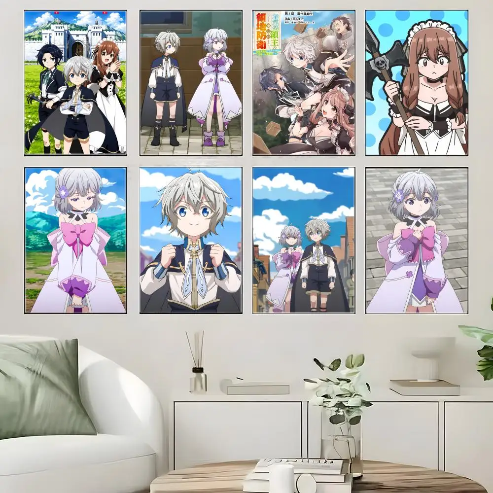Okiraku Anime Territory Defense Lord Poster  Self-adhesive Art Waterproof Paper Sticker Coffee House Bar Room Wall Decor