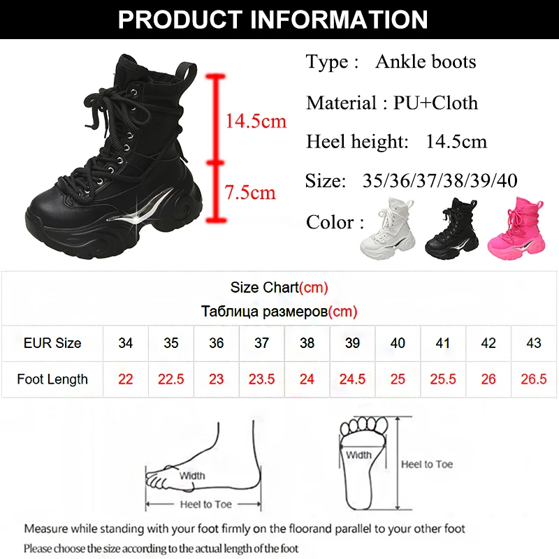 Chunky Heels Punk Style Boots Women Autumn Winter Platform Combat Boots Woman 2023 Thick Bottom Gothic Motorcycle Botas Mujer