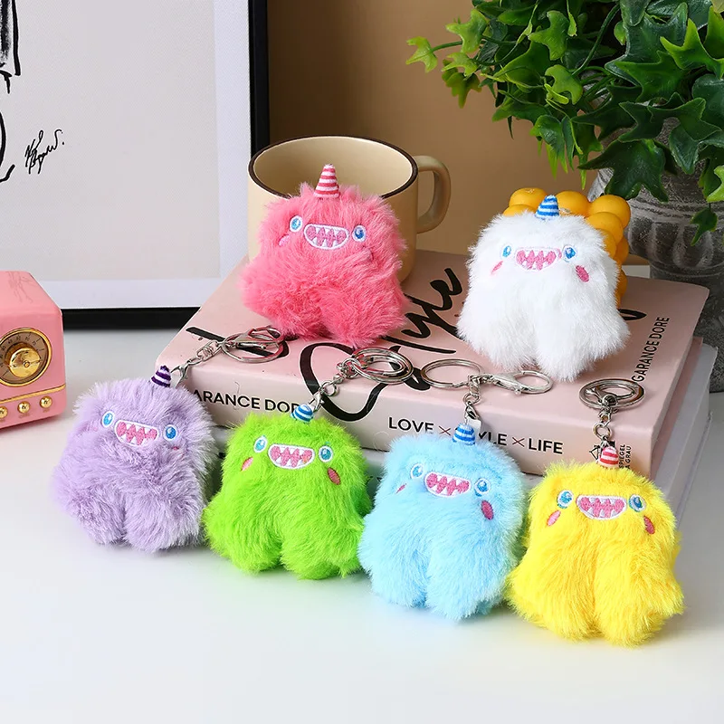 Lovely Plush Monster Keychain Cartoon Stuffed Toy Key Ring Girls Backpack Pendant Doll Key Chains Fashion Jewelry Gift