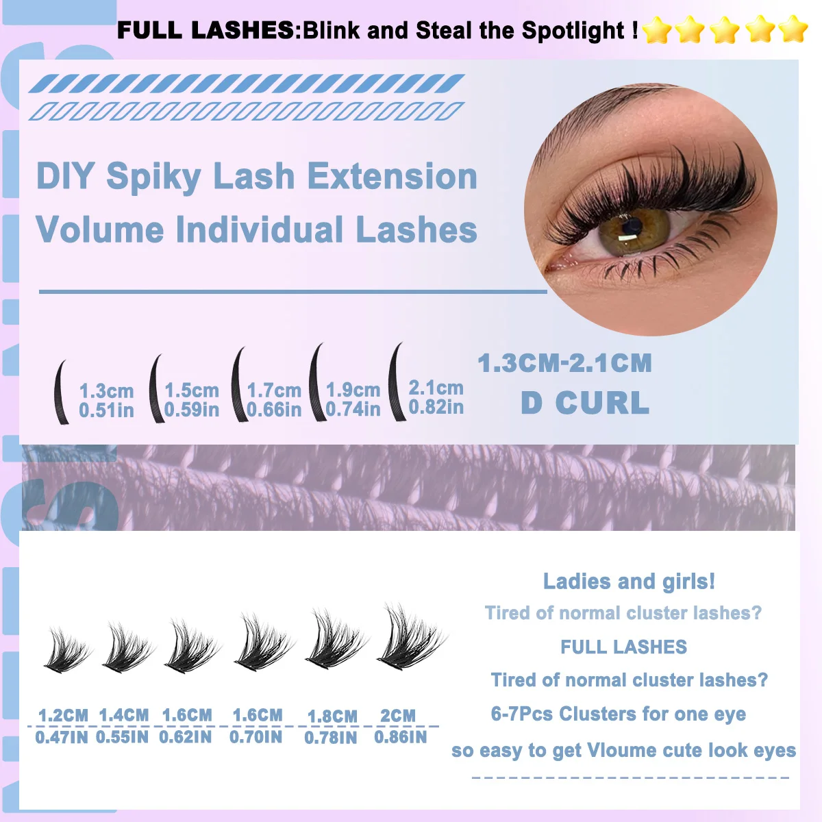 مجموعات الرموش 80D المسامير مجموعات الرموش حجم الرموش الفردية مجموعة كبيرة مع السندات وختم لاش الملقط