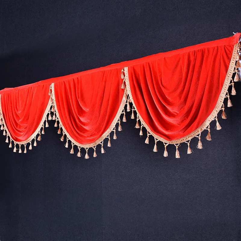 

Custom Thick Velvet Swags Valance Curtain Wedding Background School Stage Layout Celebration Meeting Church Hanging Decoration