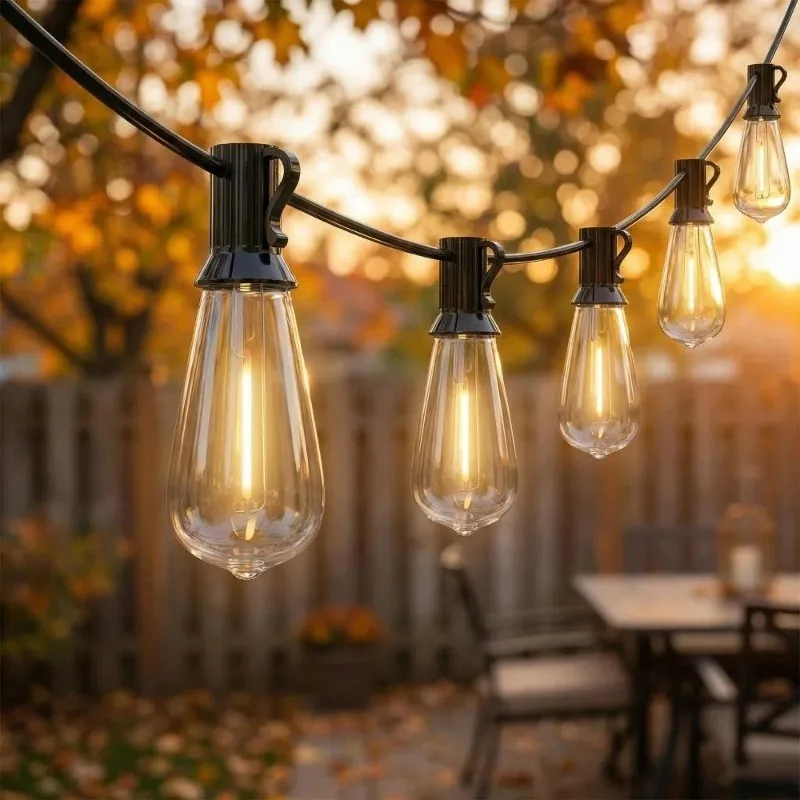 Outdoor Solar LED Papaya Fairy String Lights Waterproof 8 Modes Decorative Lighting for Party Camping Path Yard Garden Use Set（64FT 30LEDs） - view 2