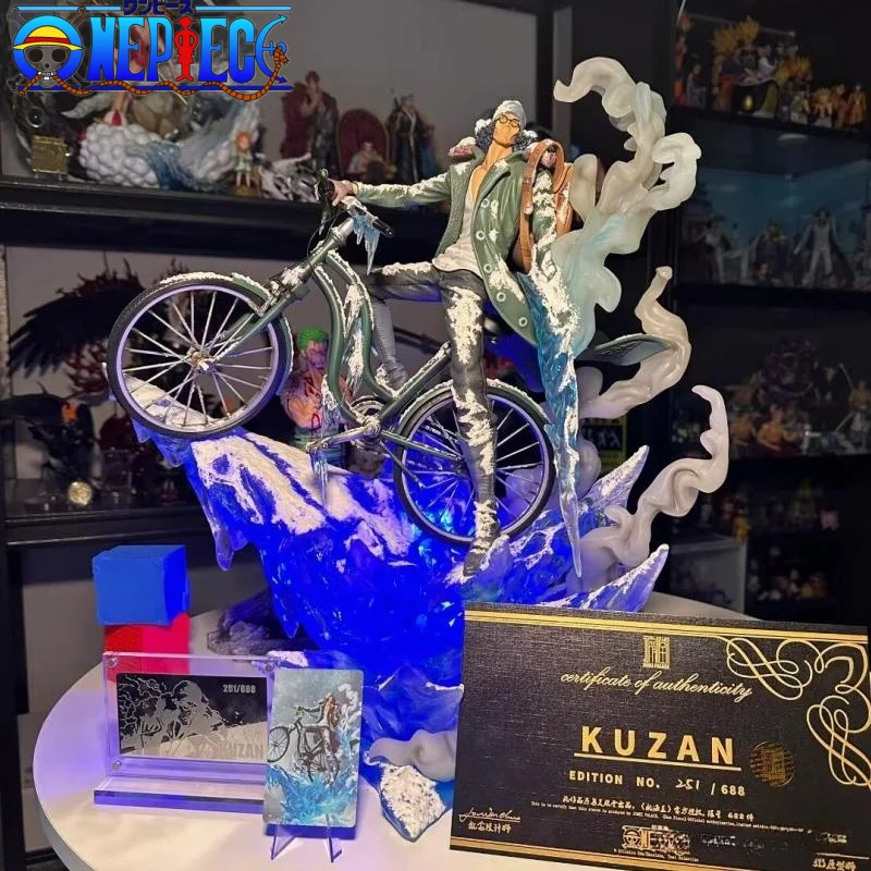 Anime One Piece 50cm Kohza Ride Bicycle Statue Resin Kuzan Ice Flame Battle Form Action Figurine Full-Length Model Toys