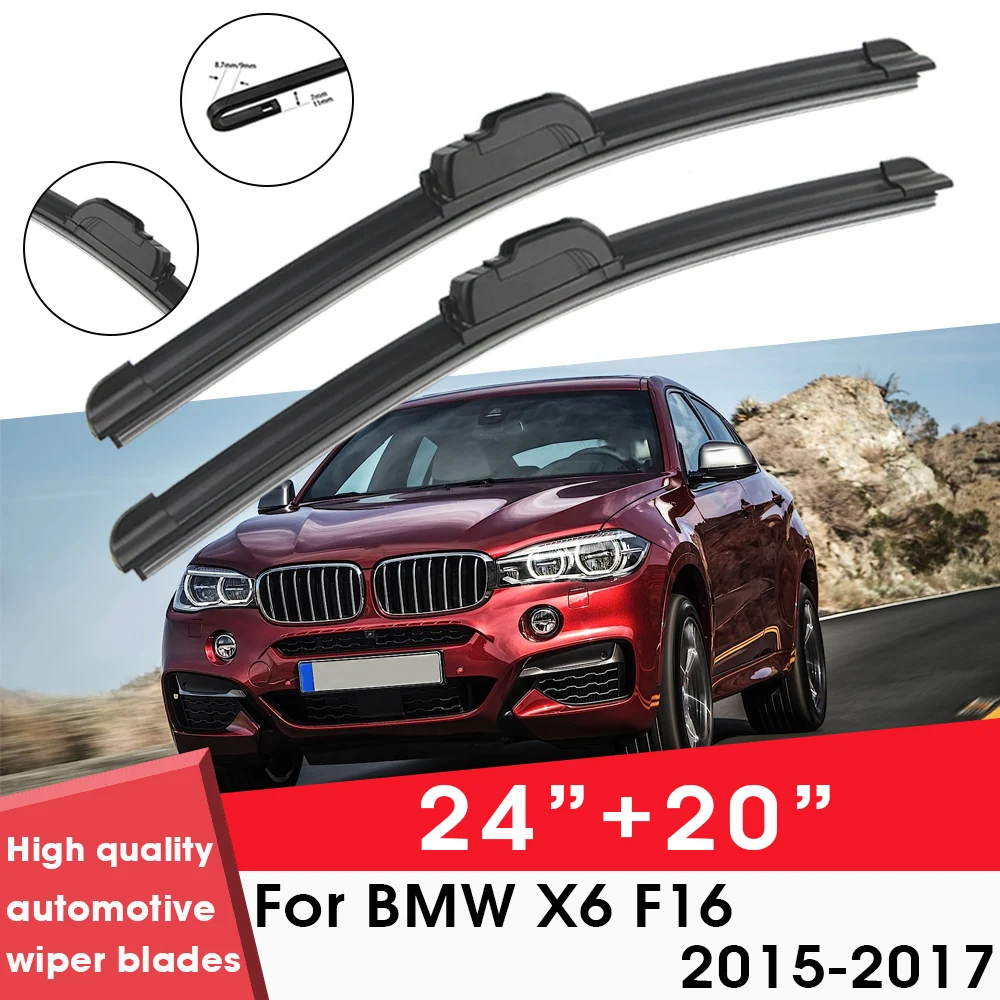 

Car Wiper Blade Blades For BMW X6 F16 2015-2017 24"+ 20" Windshield Windscreen Clean Naturl Rubber Cars Wipers Accessories