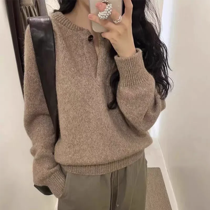 Women's Sweater 100% Cashmere Knitwears Autumn Winter Cashmere Knitted O-Neck Pullover Solid Jumper Clothing Tops
