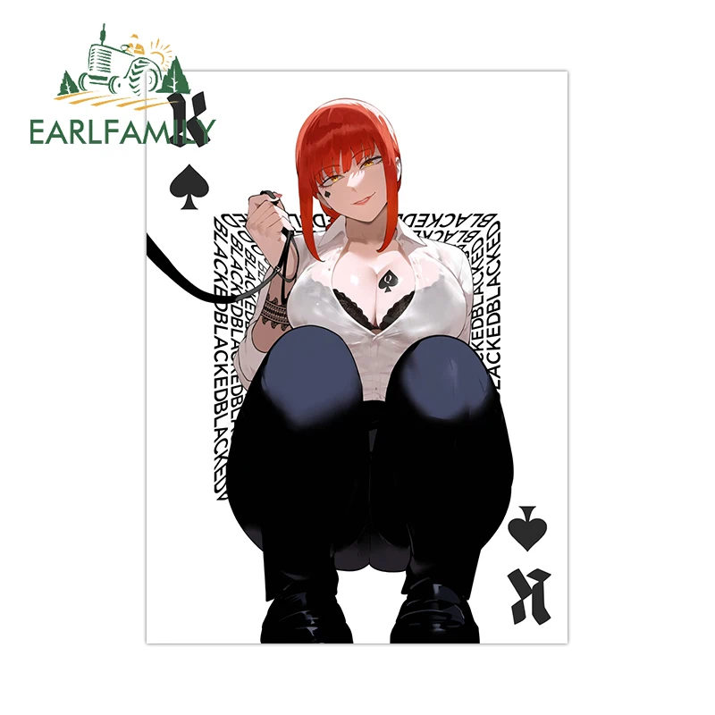 EARLFAMILY Makima Tattoos Waifu Car Stickers Card K Succubus Hentai Boobs Ecchi Black Uniform Car Accessories Vinyl Decals