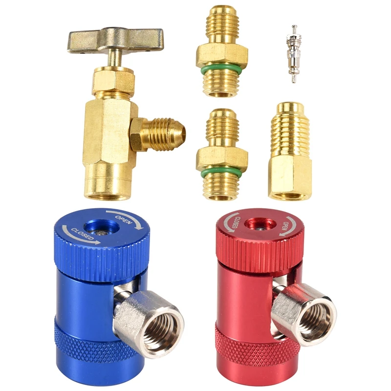 

R1234YF Self-Sealing Can Tap With R134A Tank Adapter And R1234 Quick Couplers, For A/C Refrigerants Mainfold Gauge Set