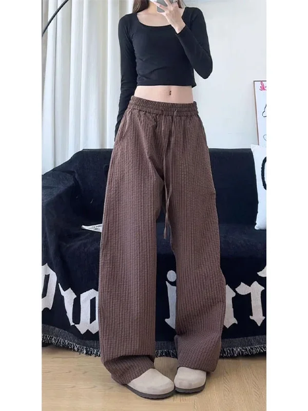 

Мужские свободные брюки прямого кроя с широкими штанинами, осенние, модные, повседневные, длинные, с текстурой, в клетку, в стиле Old Money