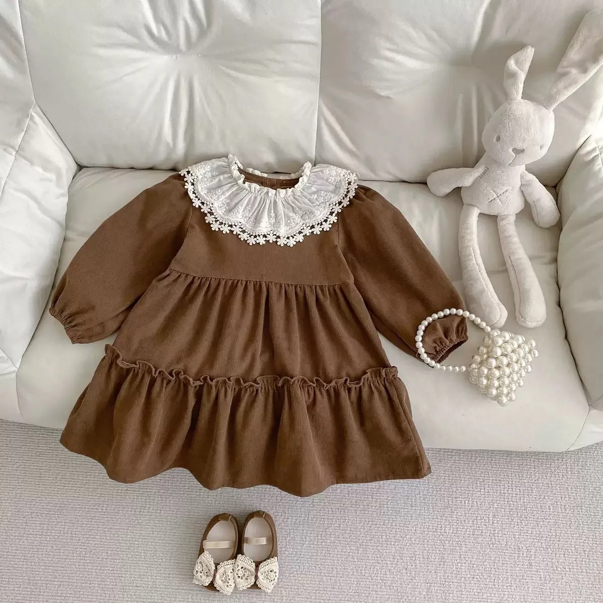 

2025 Spring and Autumn New Girls Dress Kids Clothes Embroidery Lace Long Sleeve Kids Dresses for Girls Princess Dress