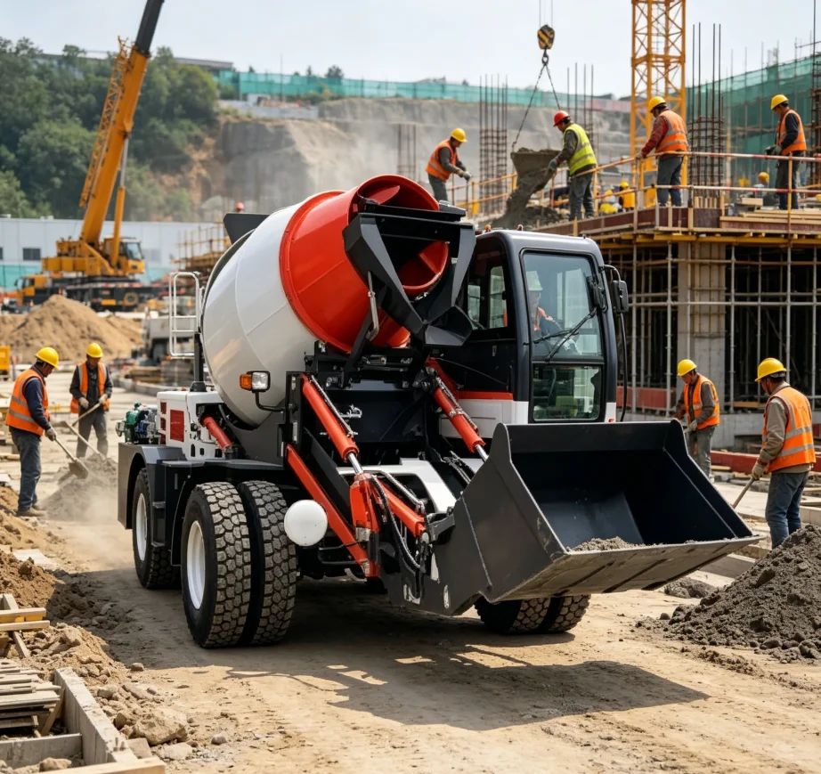 4.0m³ Self Loading Concrete Mixer Truck Diesel Mobile Automatic Mixing All-in-one Machine Transport Vehicle Bridge Municipal