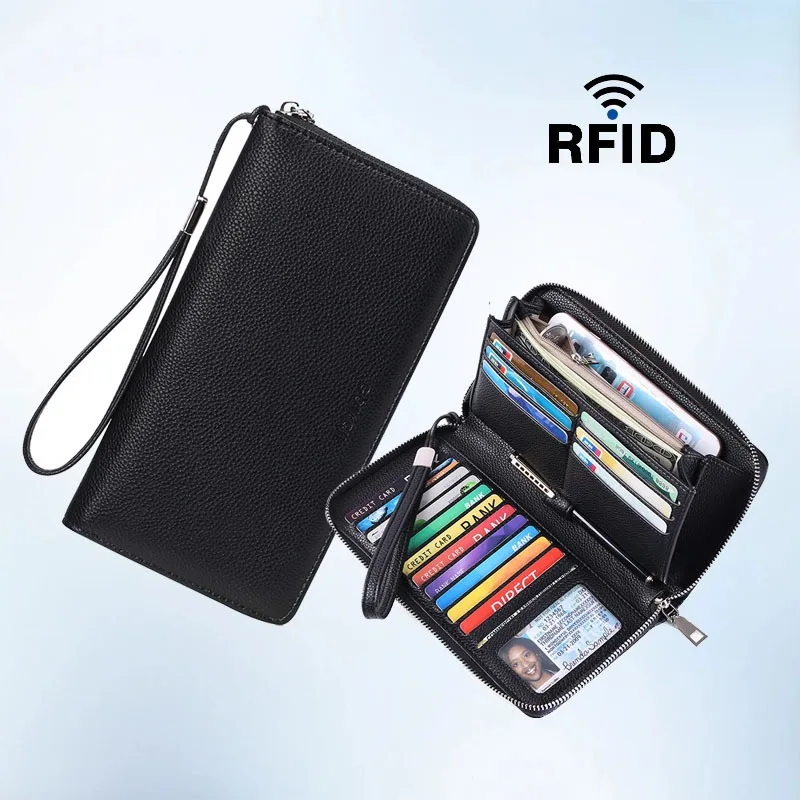 

RFID anti-theft brush PU ladies purse Europe America large capacity long men's multi-card wallet Card wallet cartera 카드지갑