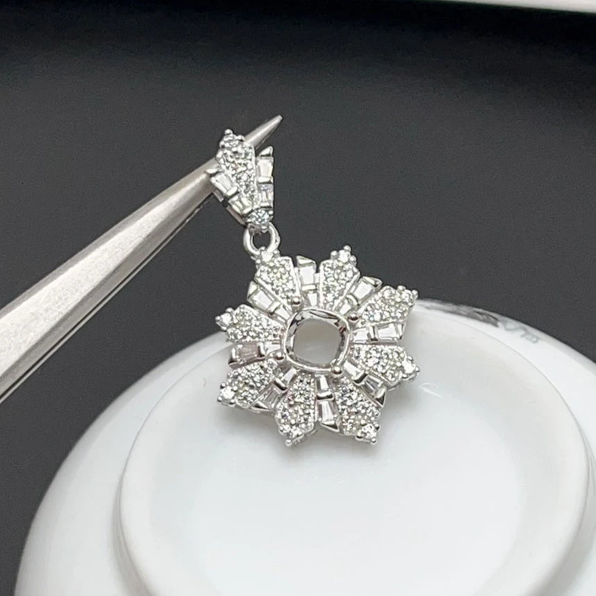 

5mm Gemstone Dazzling 925 Silver Pendant Setting 18K Gold Plated Sterling Silver Jewelry DIY Supplier