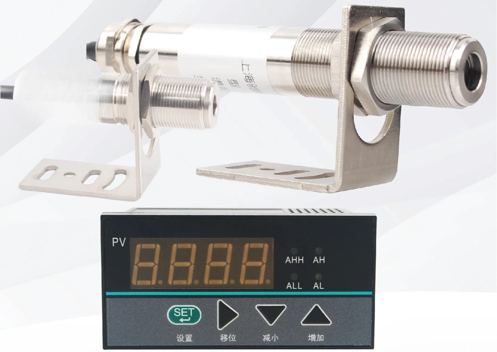 Non‑Contact IR Thermometer Probe 113/68mm with Digital Display 4‑20mA/RS485 Output Infrared Temperature Sensor Set 0‑600°C