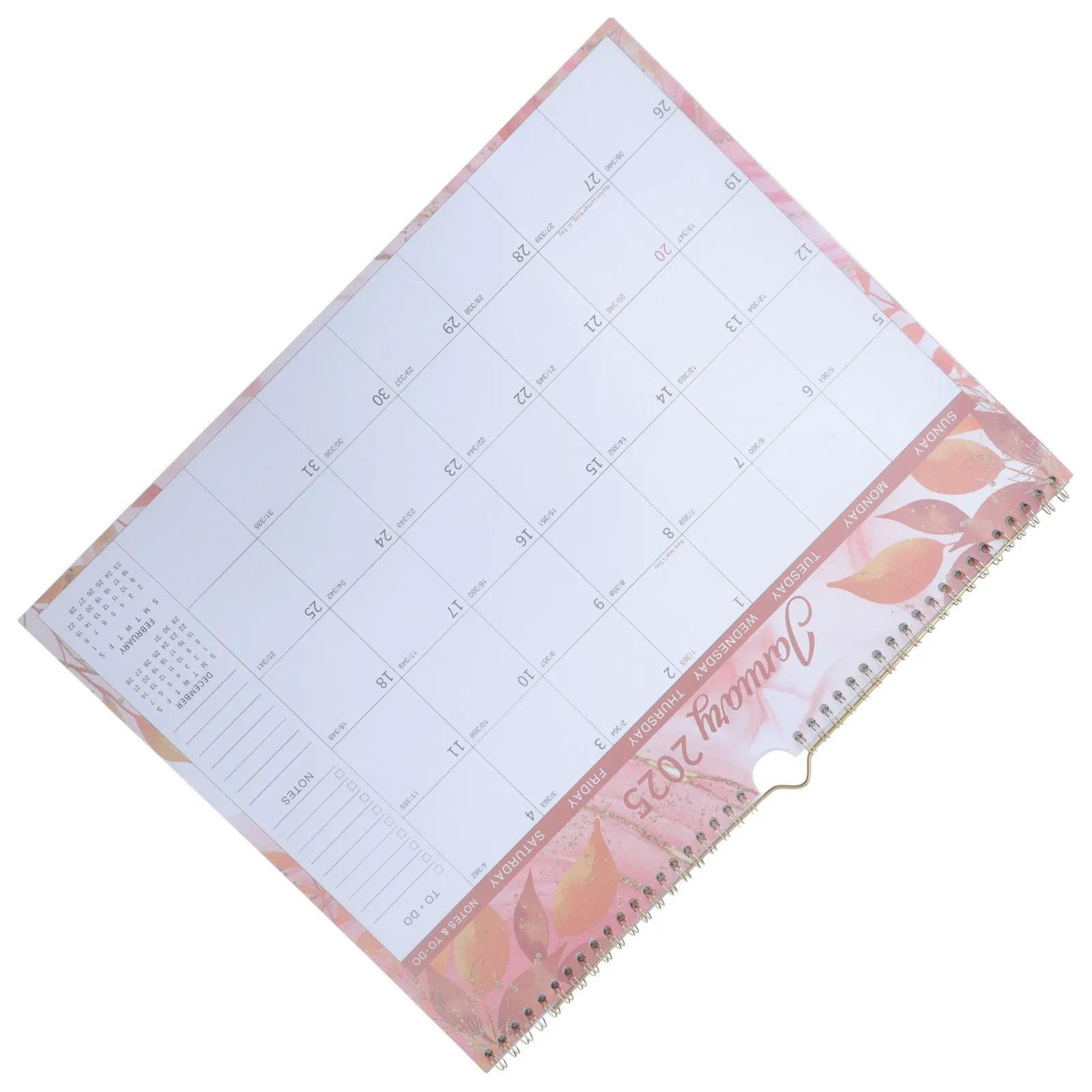 

Creative Floral Wall Calendar Spiral Bound Large Format Office School Calendar with Date Memo Important Events Section Family