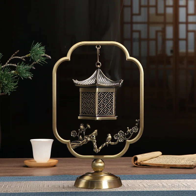 Chinese Style Singing Birds and Fragrant Flowers Shaped Incense Burner, Home Indoor Study Decoration, Hanging Stove, 1Pc