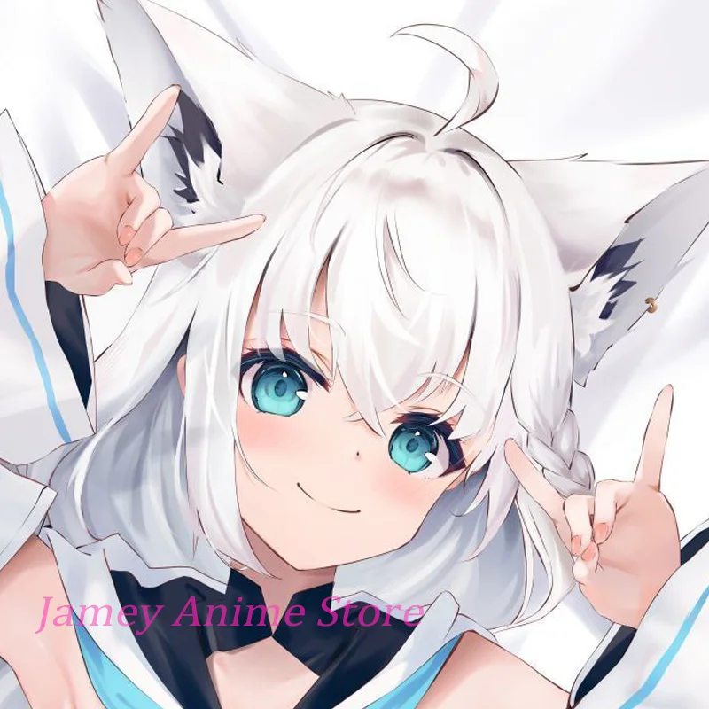 Dakimakura Pillow Cover Shirakami Fubuki Anime Double-Sided Print Gift Life-Size Body Pillowcase