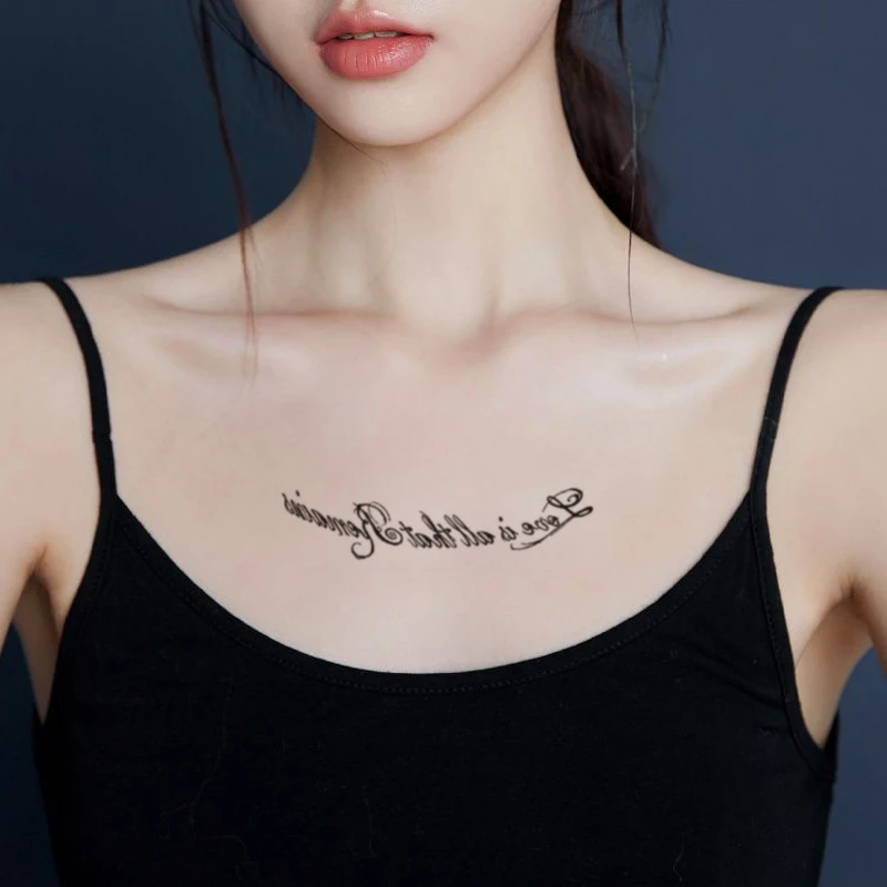 

Tattoo Sticker Waterproof Temporary Black English Alphabet Fake Tattoos Flash Tatoo Arm Hand Chest Neck Body Art for Women Men