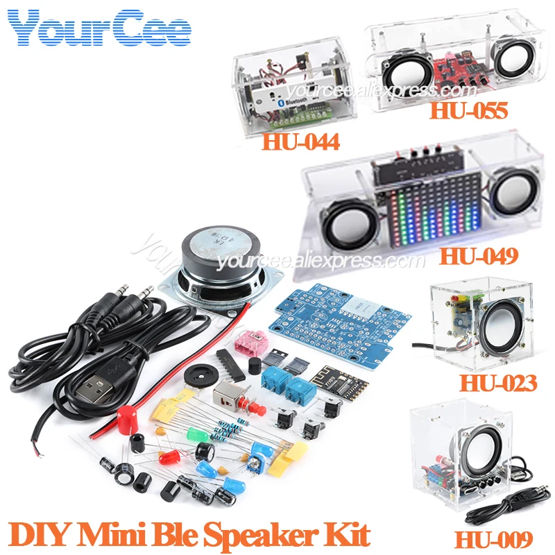 HU-009 Zestaw DIY Głośnika BLE z Komponentami Elektronicznymi 2-calowy 3W HU-044 HU-055 HU-023 Mono/Dual Stereo Mini Głośnik z Obudową
