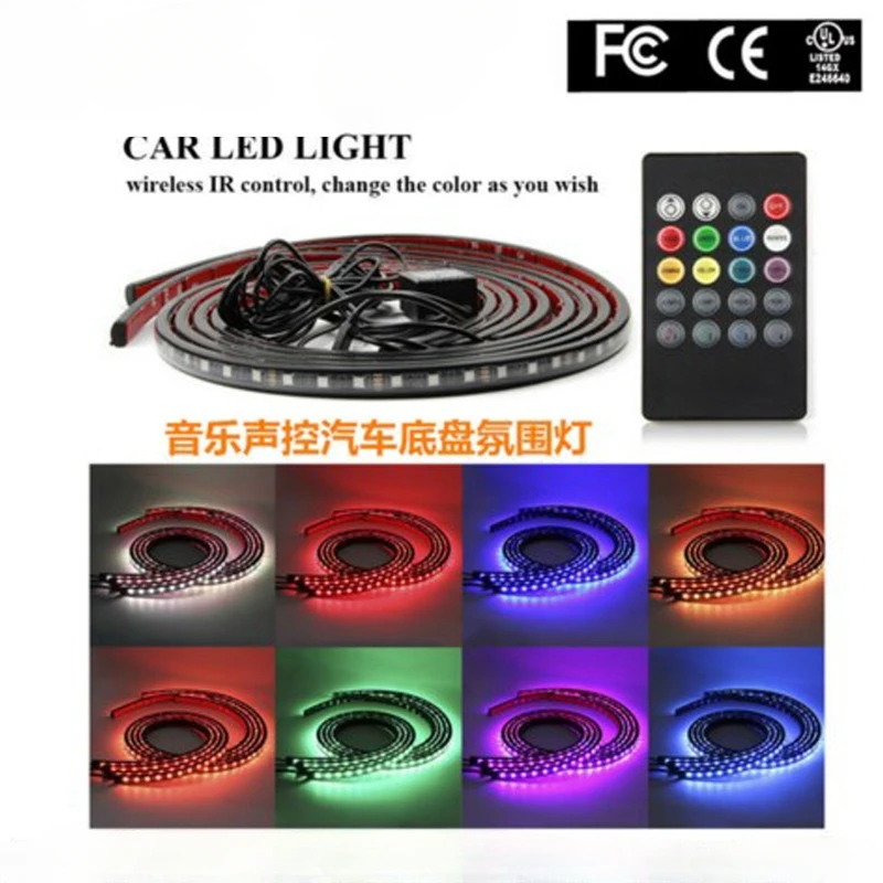 Car LED Voice Controlled Ambient Light Chassis Light Decorative Light One Trailer Four Seven Color Ambient Lights