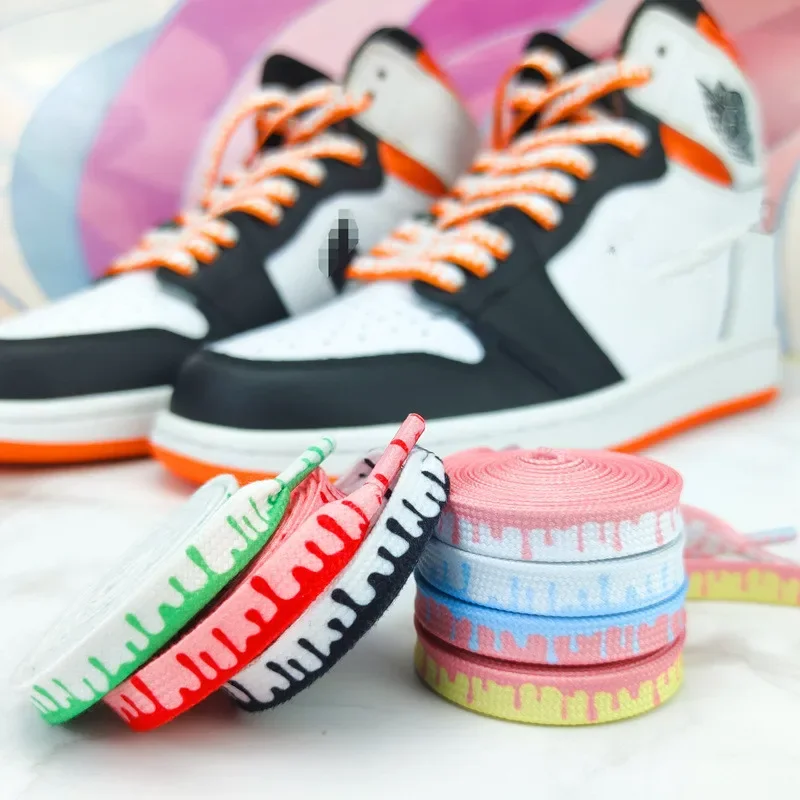 Rainbow ice Cream Flat Shoelace Rope Laces Shoes Strings Fashion Af1 Shoelaces for Sneakers 120/140/160CM Width 0.8cm 1Pair