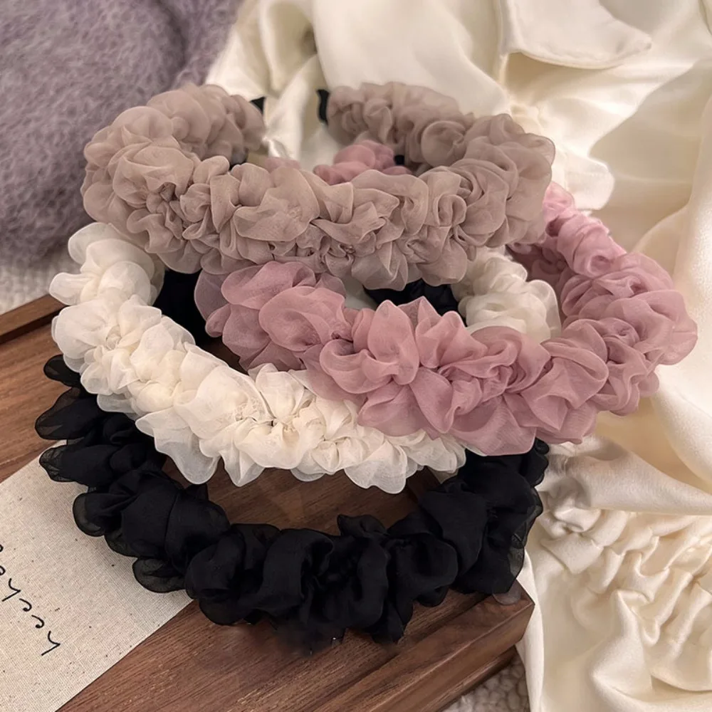 Portable Cloth Trendy Pleated Headbands Solid Color Simple Elegant Ruffle Hairband Hair Accessories