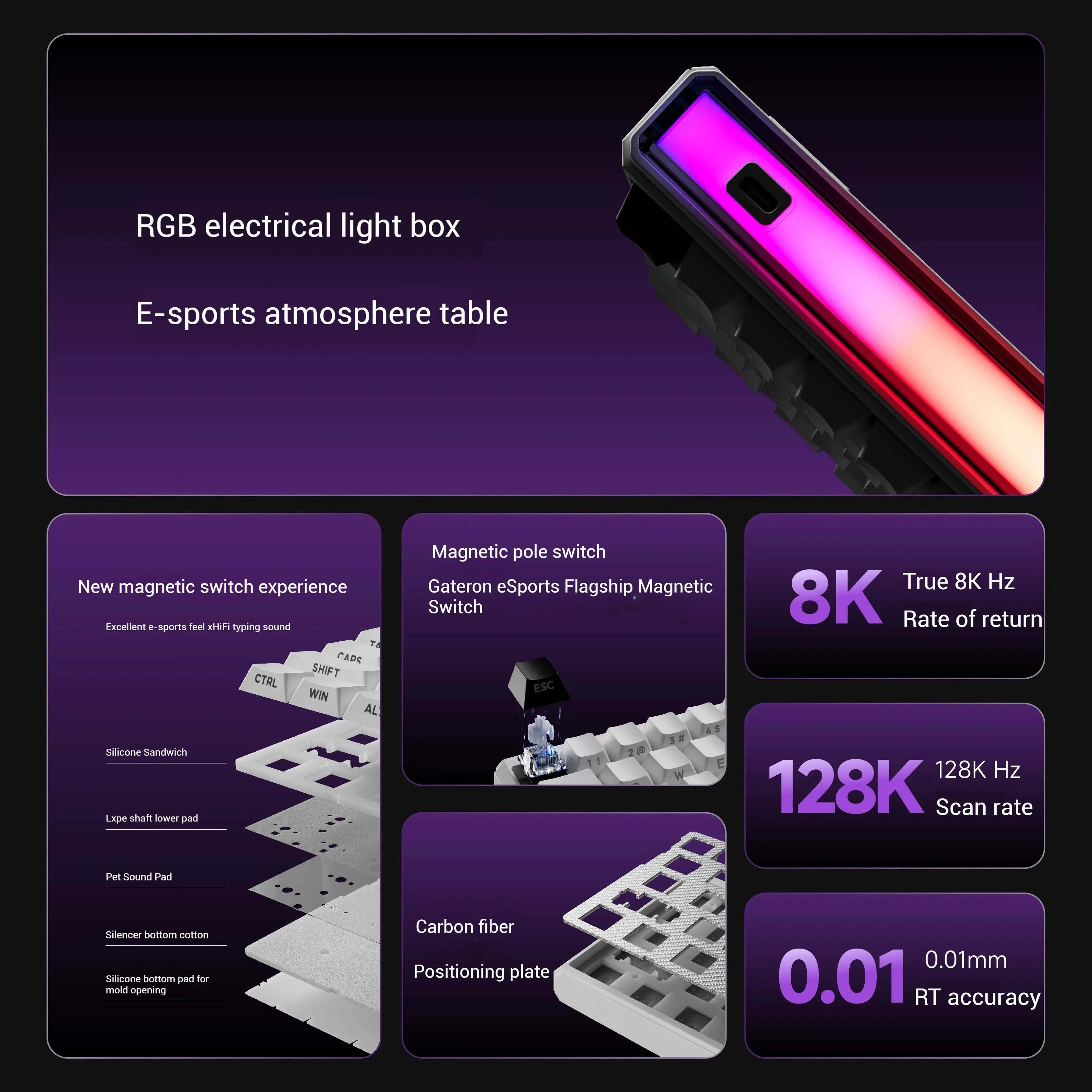 Eweadn deep68/80 teclado mecânico rgb para jogos magnéticos 8k + 128k rt0.01 0.01ms arbg gateron eixo troca quente para fps csgo moba