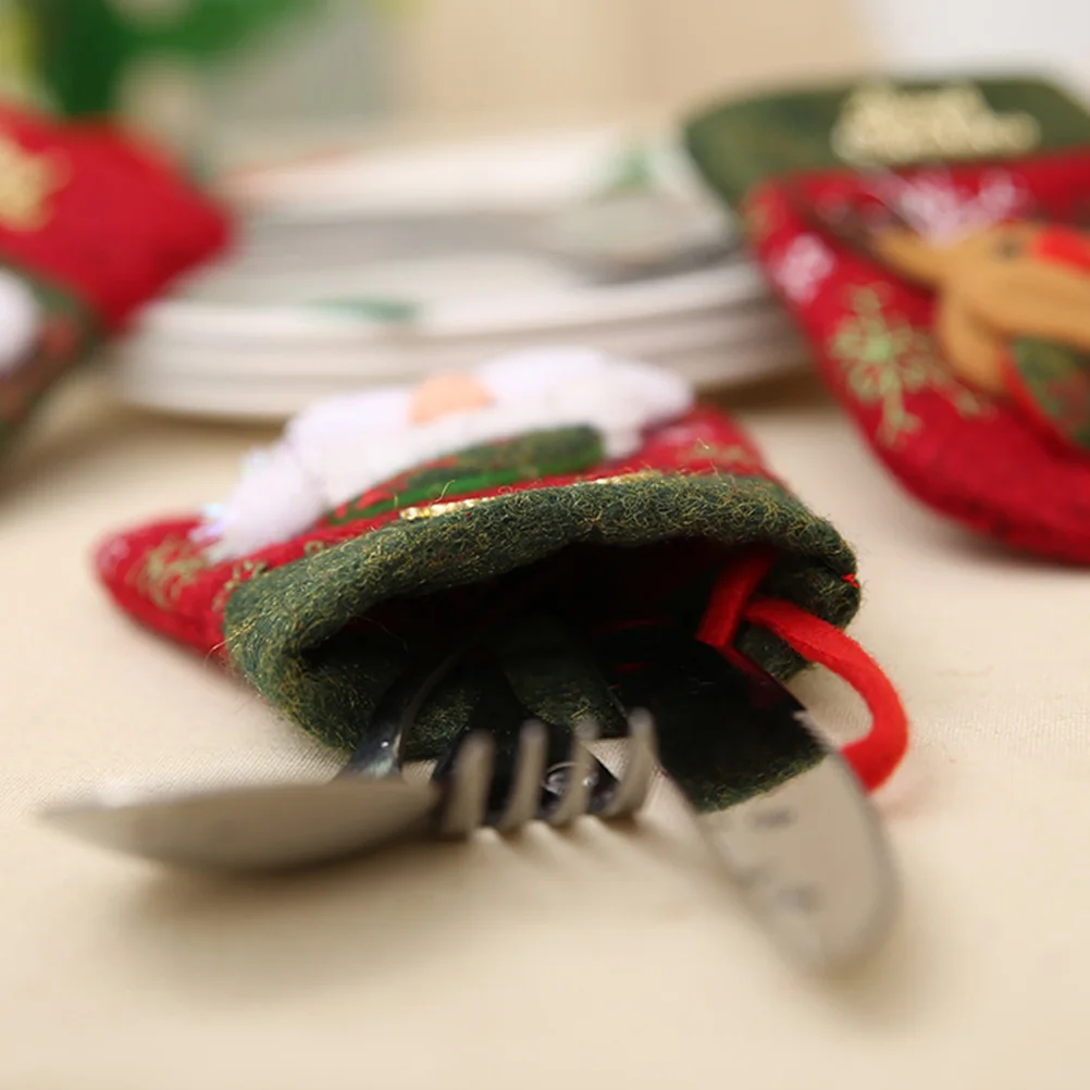 

3Pcs Retro Glove Cutlery Bag EcoFriendly Ideal for Dining Tableware Perfect Christmas Banquet Party Home Use Storage