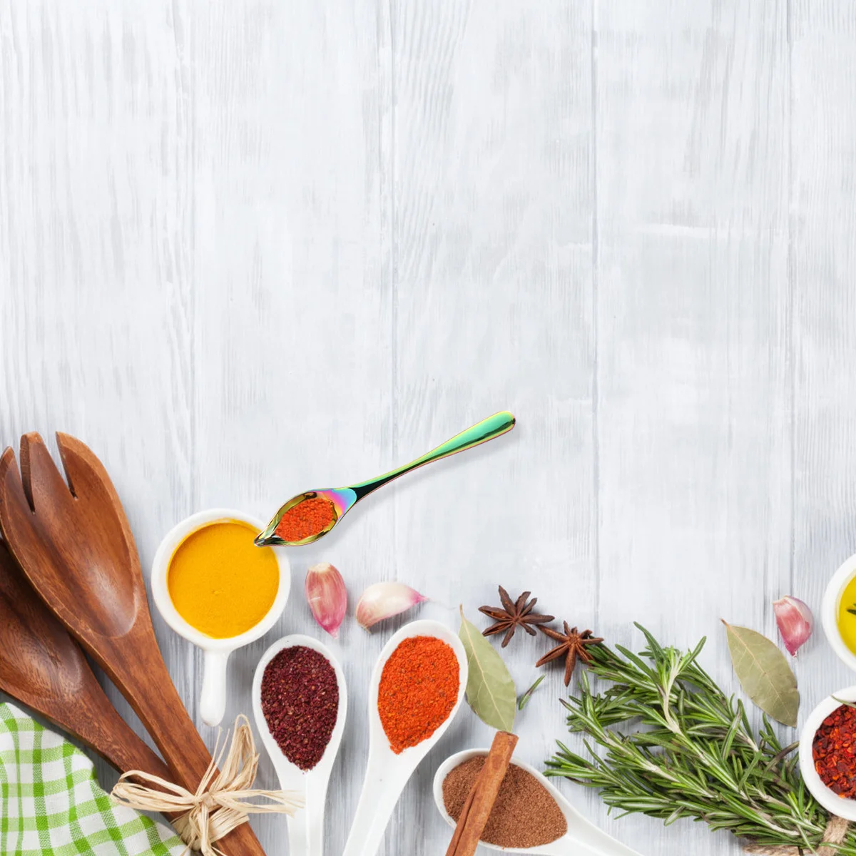 

1Pcs Stainless Steel Spice Spoon Seasoning Scoop Heat Resistant Handle for Kitchen Restaurant