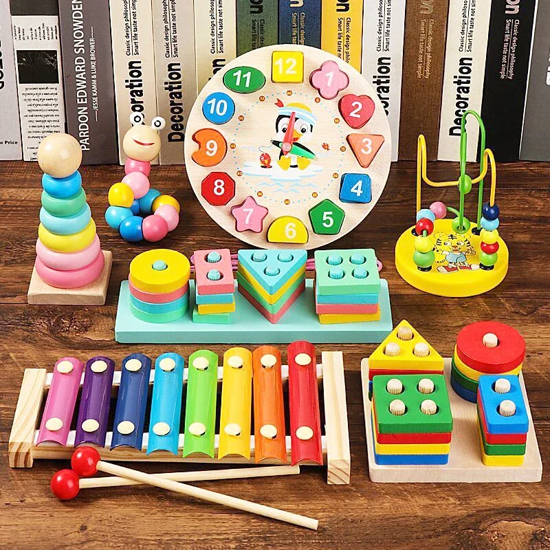 Jouets en bois Montessori pour bébés de 1, 2 ou 3 ans, cadeau pour garçon et fille, jeux de développement pour bébé, Puzzle en bois pour enfants, jouet d'apprentissage éducatif