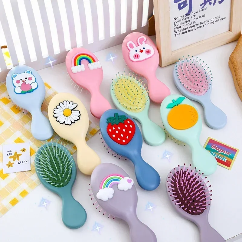 Cute Cartoon Air Cushion Comb Portable Pocket Small Comb Head Massage Comb Girls Children Hair Styling Brush Barber Accessories