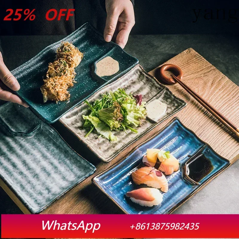 

Ceramic Japanese dumpling dish with dipping sauce dish Creative home sushi plate