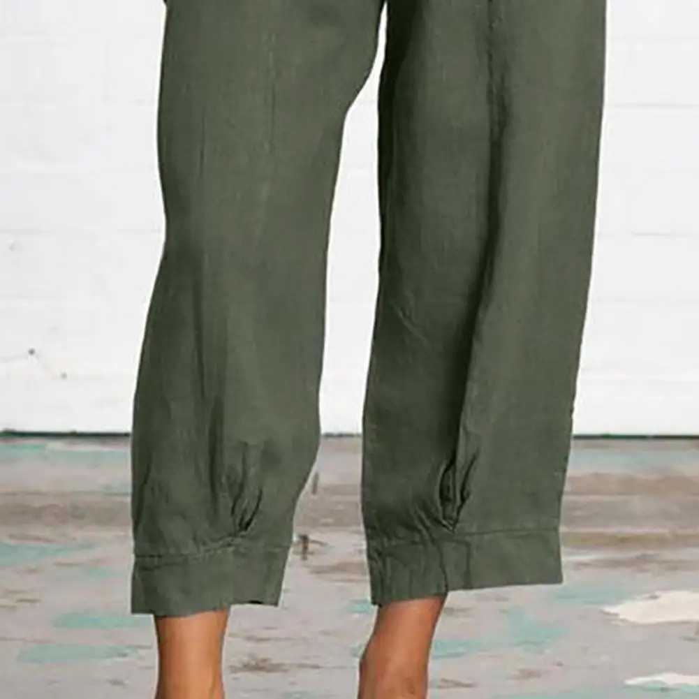 Women Elastic High Waist 3/4 Pant Casual Active Fit Wide Capris Leg Pants Trousers With Pockets Pants for Women Women’s Pants