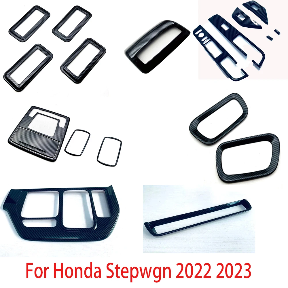 Interior Accessories For Honda Stepwgn spada 2022 2023 ABS Carbon Gear Shift Panel Window Lift Panel Cover Trim Car Sticker