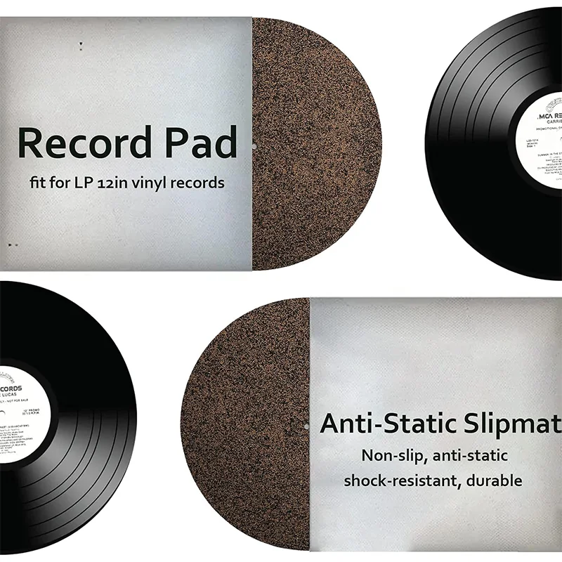 Turntable Cork Platter Mat Non Slip Anti Static Cork 12in Record Mat Pad for Records Shockproof and, Improve Sound Quality