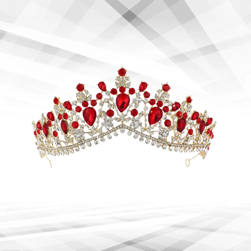 

Graceful Bride Crown Golden Red Delicate Wedding Headdress Party Hair Ornament for Ladies Bride Crown Wedding Headdress