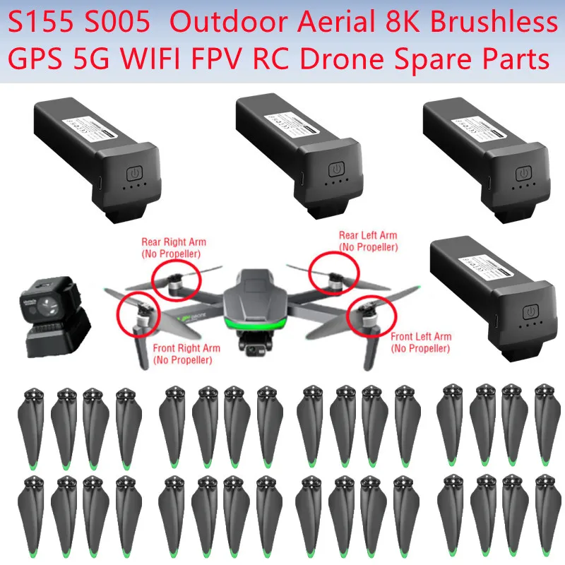 S155 S005 8K Brushless GPS 5G WIFI FPV RC Quadcopter Drone Spare Parts 7.4V 3800Mah Battery/Propeller/Arm/Avoiding Obstacle