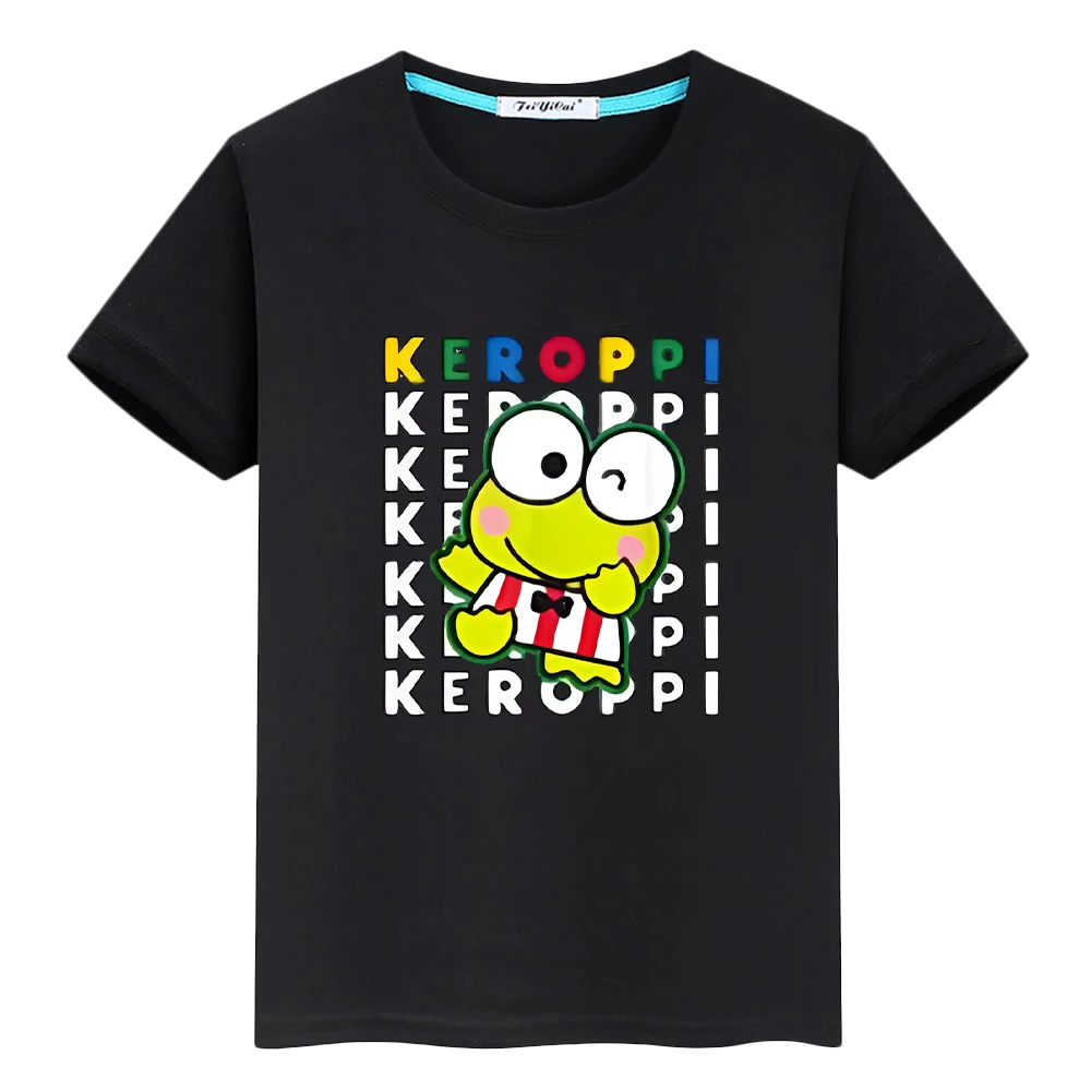 

Hello Kitty Kawaii 100%Cotton t shirt for kids boy 10year Anime Tees keroppi tshirt Short Tops y2k one piece kids clothes girls