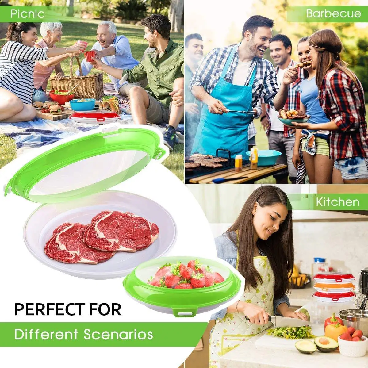 Transparent Food Preservation Tray Kitchen Storage Thickened Fresh-Keeping Double-Sided Tools Plastic Refrigerator Plates Tool