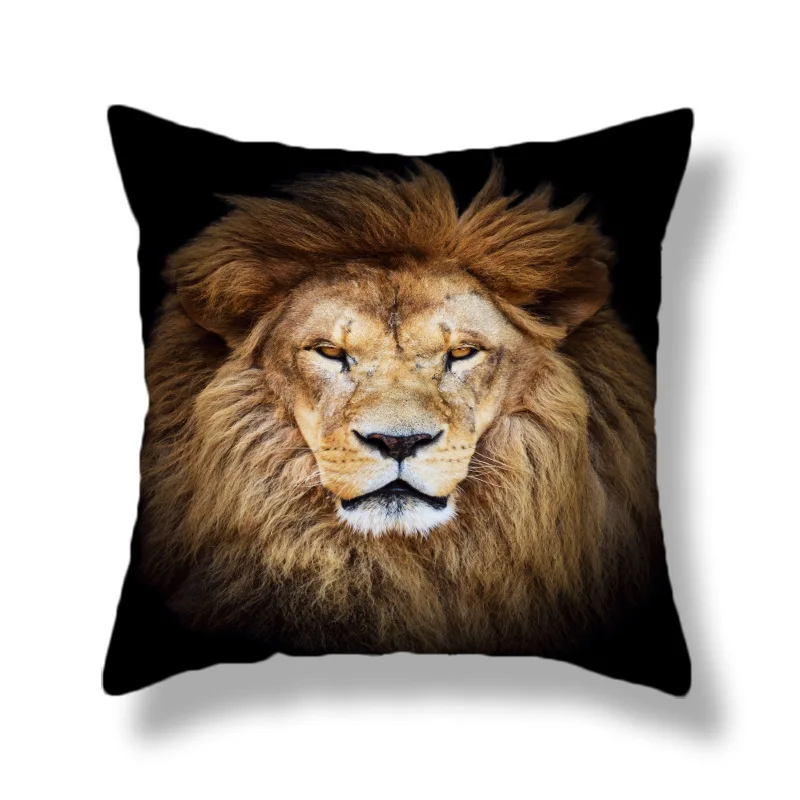 45X45CM Wild Animals Lions Tigers Cushion Cover Pillow Case Decorative      Sofa Chair case