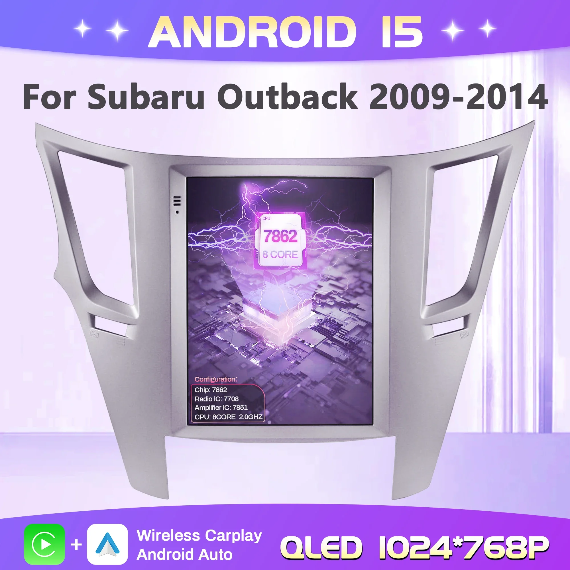 9.7inch Android 15 For Subaru Outback 2009-2014 Car Radio Multimedia Navigation 4G GPS Wireless Carplay Screen Stereo