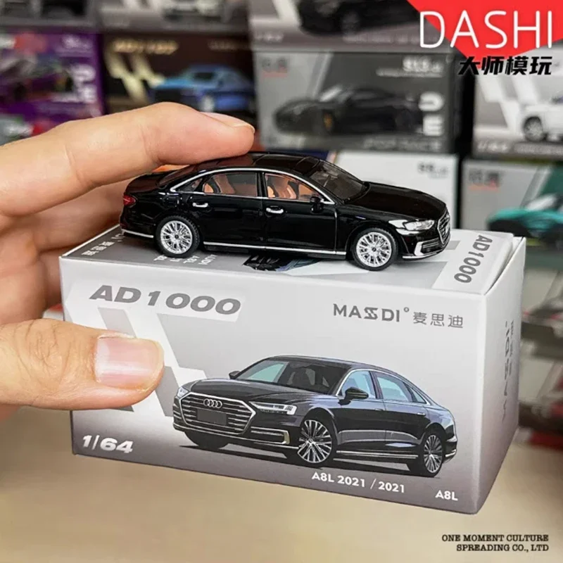 MASSDI Diecast 1/64 Scale 2021 Audi A8L Plating Blue /Black Alloy Simulation Car Model Classics Adult Souvenir Gift Hobby & Toys